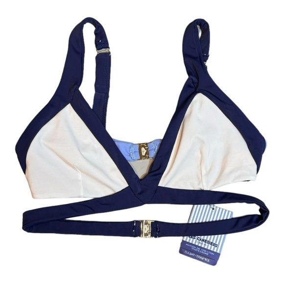 LES CANEBIERS swimsuit top in Sky/ Navy NWT - Picture 1 of 4